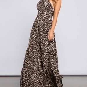 Windsor Dresses - Cheetah Print Maxi Dress | Color: Black/Tan Size: S